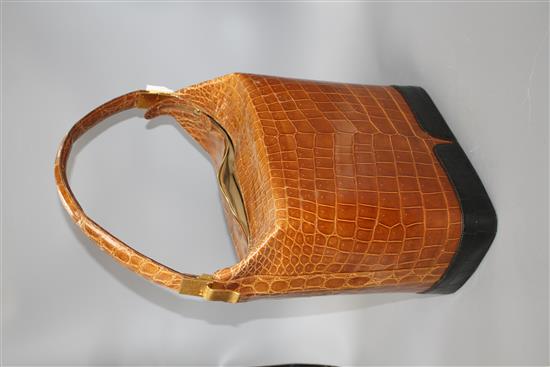 A Michel Adolphe simulated crocodile handbag, overall height 54cm